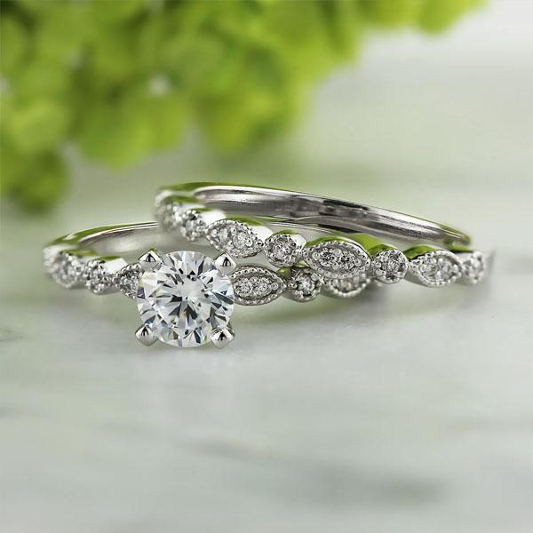 Auriya 4/5ctw Vintage Inspired Diamond Engagement Ring Set 14K Gold